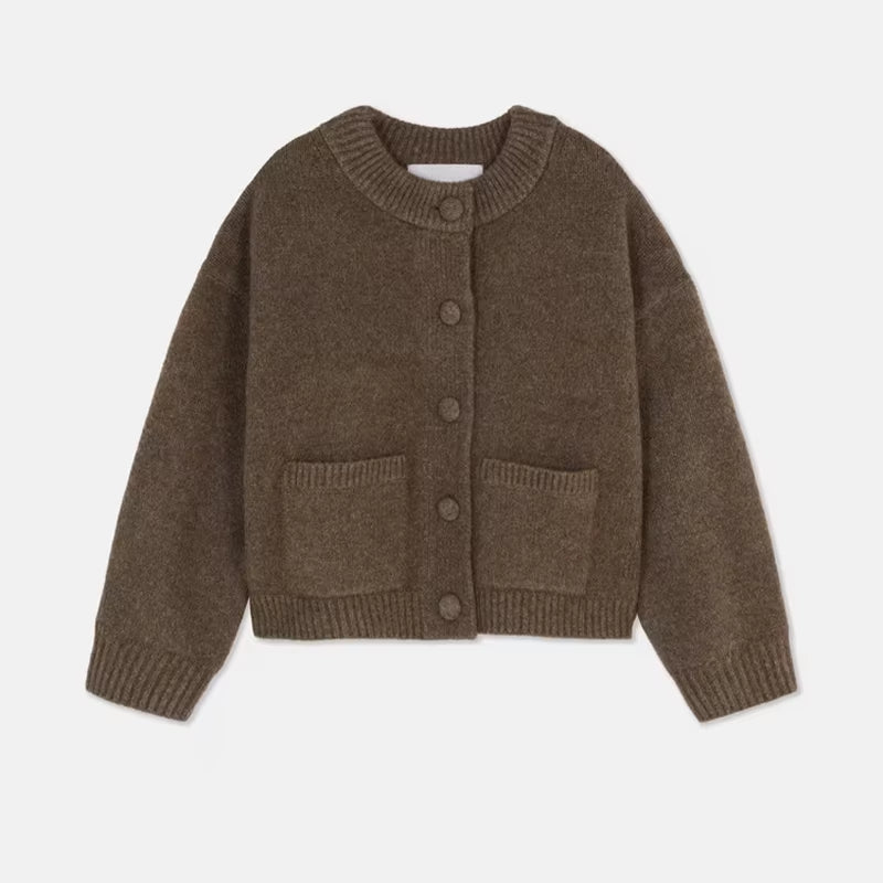 Casual Solid Knitted Sweater Women Street Single Breasted O-Neck Full Sleeve Loose Open Stitch Female 2025 Autumn Lady Knitwear