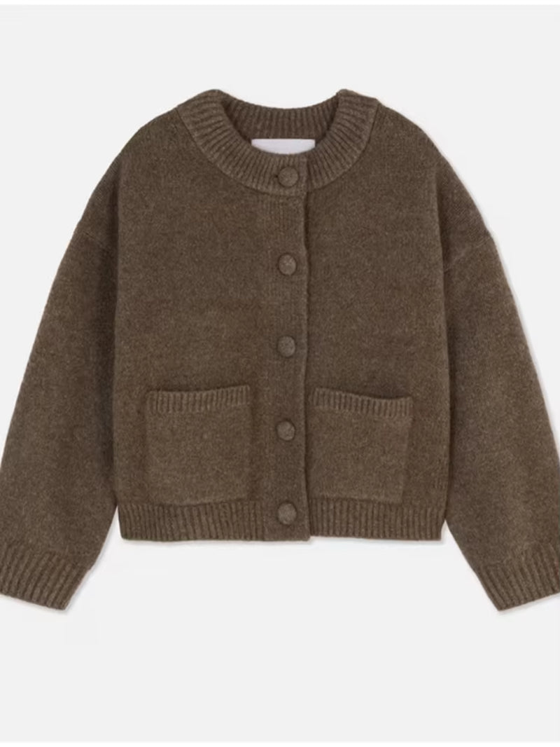 Casual Solid Knitted Sweater Women Street Single Breasted O-Neck Full Sleeve Loose Open Stitch Female 2025 Autumn Lady Knitwear