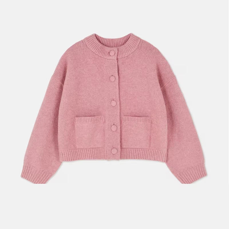 Casual Solid Knitted Sweater Women Street Single Breasted O-Neck Full Sleeve Loose Open Stitch Female 2025 Autumn Lady Knitwear