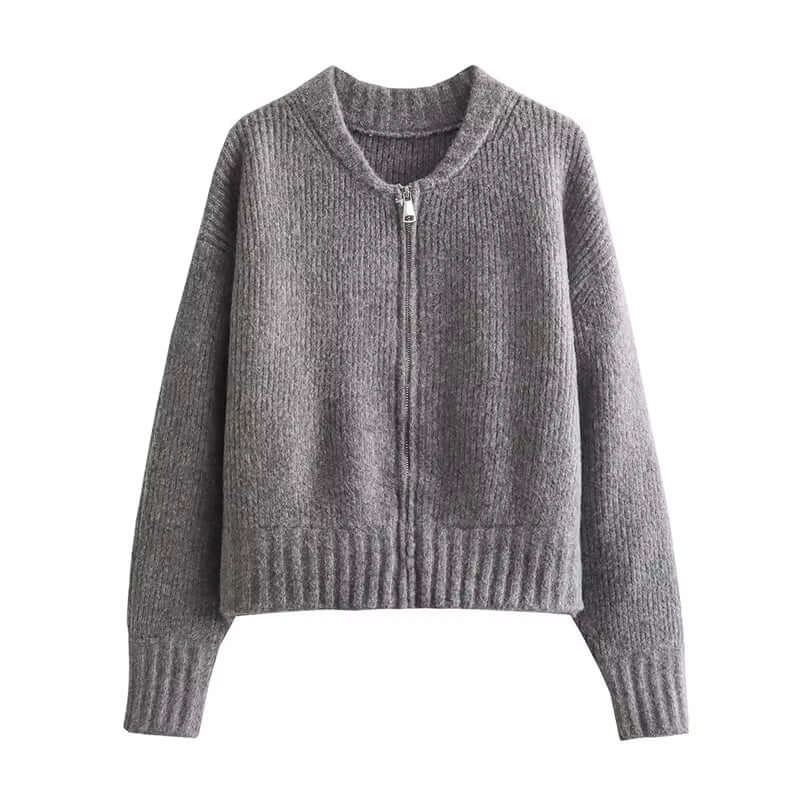 Casual Solid Knitted Sweater Women Street Single Breasted O-Neck Full Sleeve Loose Open Stitch Female 2025 Autumn Lady Knitwear