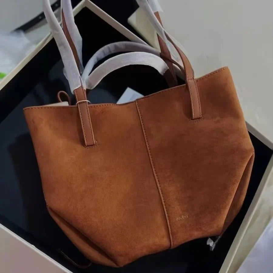 Polenchamois Leather Vintage Single Shoulder Underarm Fashionable Large Capacity Commuter Tote Bag Soft Hardness Crossbody Bag