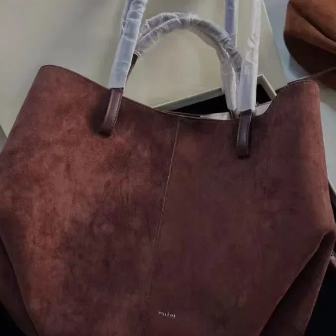 Polenchamois Leather Vintage Single Shoulder Underarm Fashionable Large Capacity Commuter Tote Bag Soft Hardness Crossbody Bag
