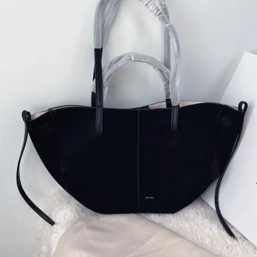 Polenchamois Leather Vintage Single Shoulder Underarm Fashionable Large Capacity Commuter Tote Bag Soft Hardness Crossbody Bag