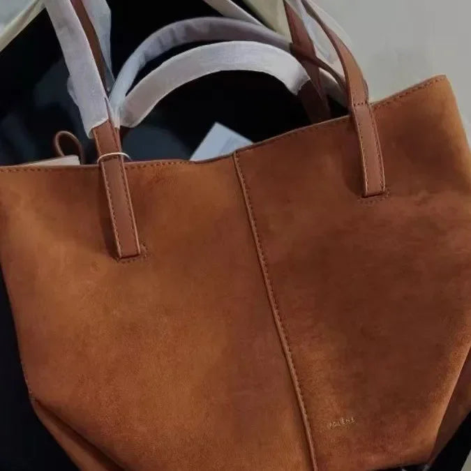 Polenchamois Leather Vintage Single Shoulder Underarm Fashionable Large Capacity Commuter Tote Bag Soft Hardness Crossbody Bag
