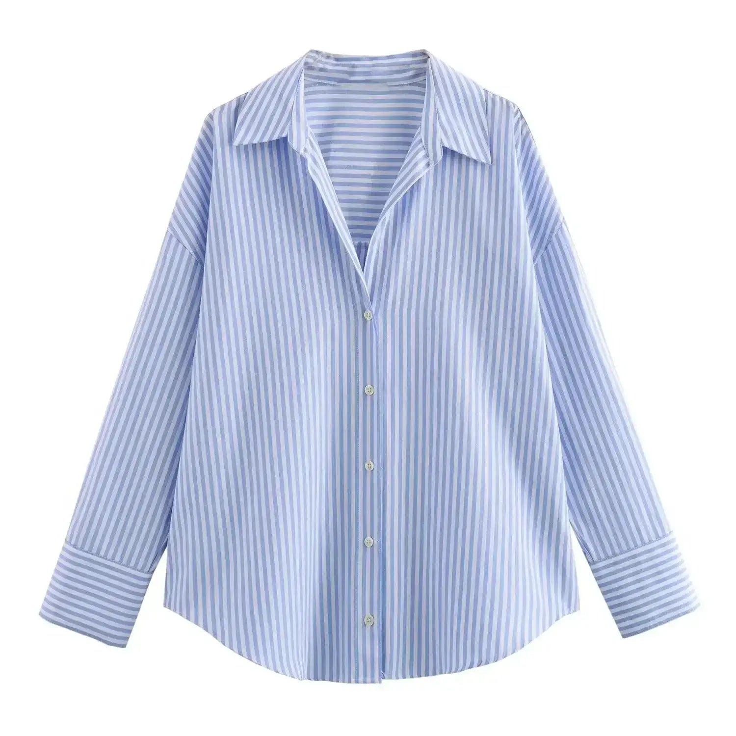 Women Fashion Spring Cotton Oxford Long Sleeve Single-Breasted Lapel Blouse Street Clothing Shirt Chic Ladies Tops Mujer