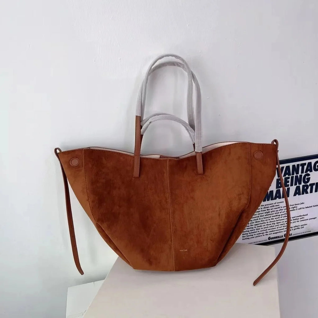 Polenchamois Leather Vintage Single Shoulder Underarm Fashionable Large Capacity Commuter Tote Bag Soft Hardness Crossbody Bag