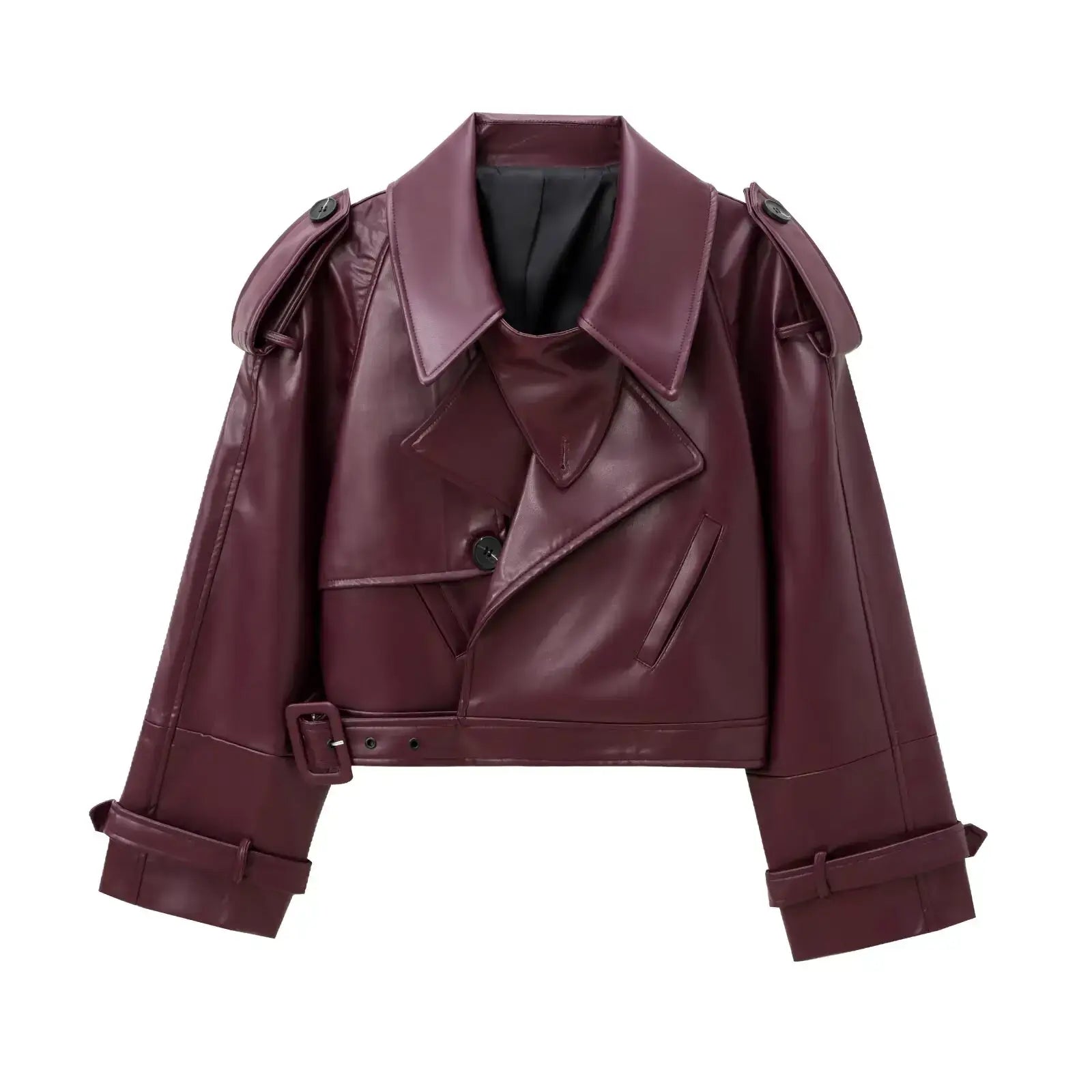 Faux Leather Bomber Jackets for Women Fashion Cropped Jacket Woman Streetwear Outerwears Long Sleeve Jacket Women Coats