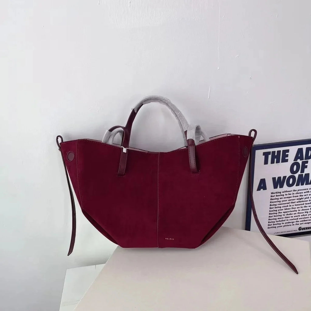 Polenchamois Leather Vintage Single Shoulder Underarm Fashionable Large Capacity Commuter Tote Bag Soft Hardness Crossbody Bag