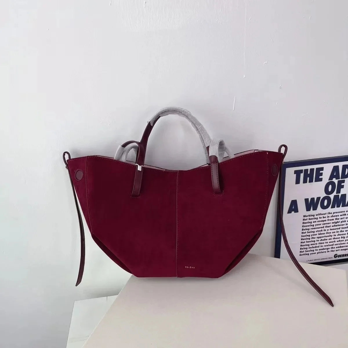 Polenchamois Leather Vintage Single Shoulder Underarm Fashionable Large Capacity Commuter Tote Bag Soft Hardness Crossbody Bag