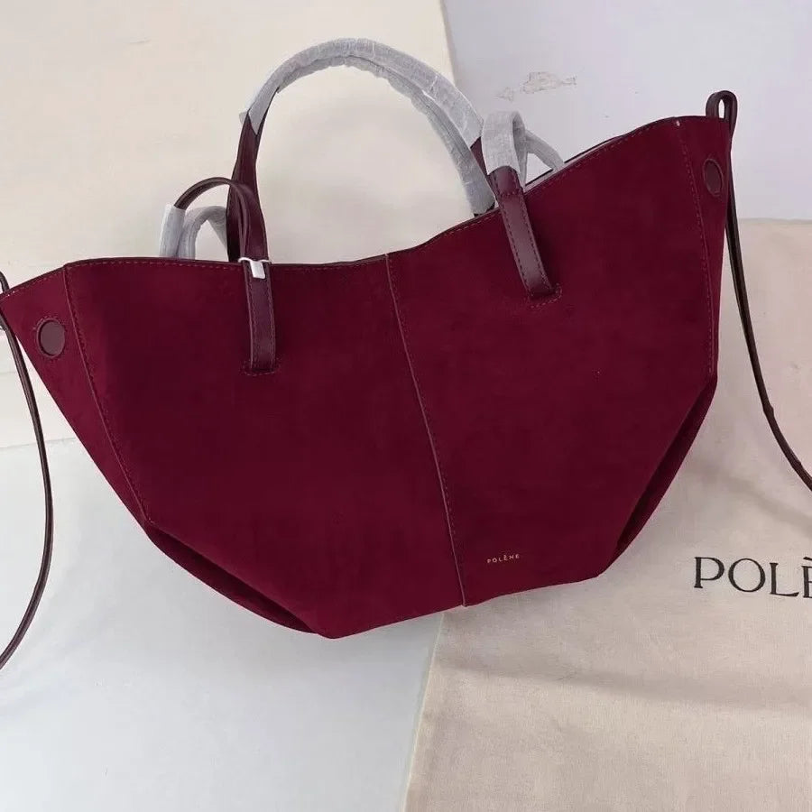 Polenchamois Leather Vintage Single Shoulder Underarm Fashionable Large Capacity Commuter Tote Bag Soft Hardness Crossbody Bag