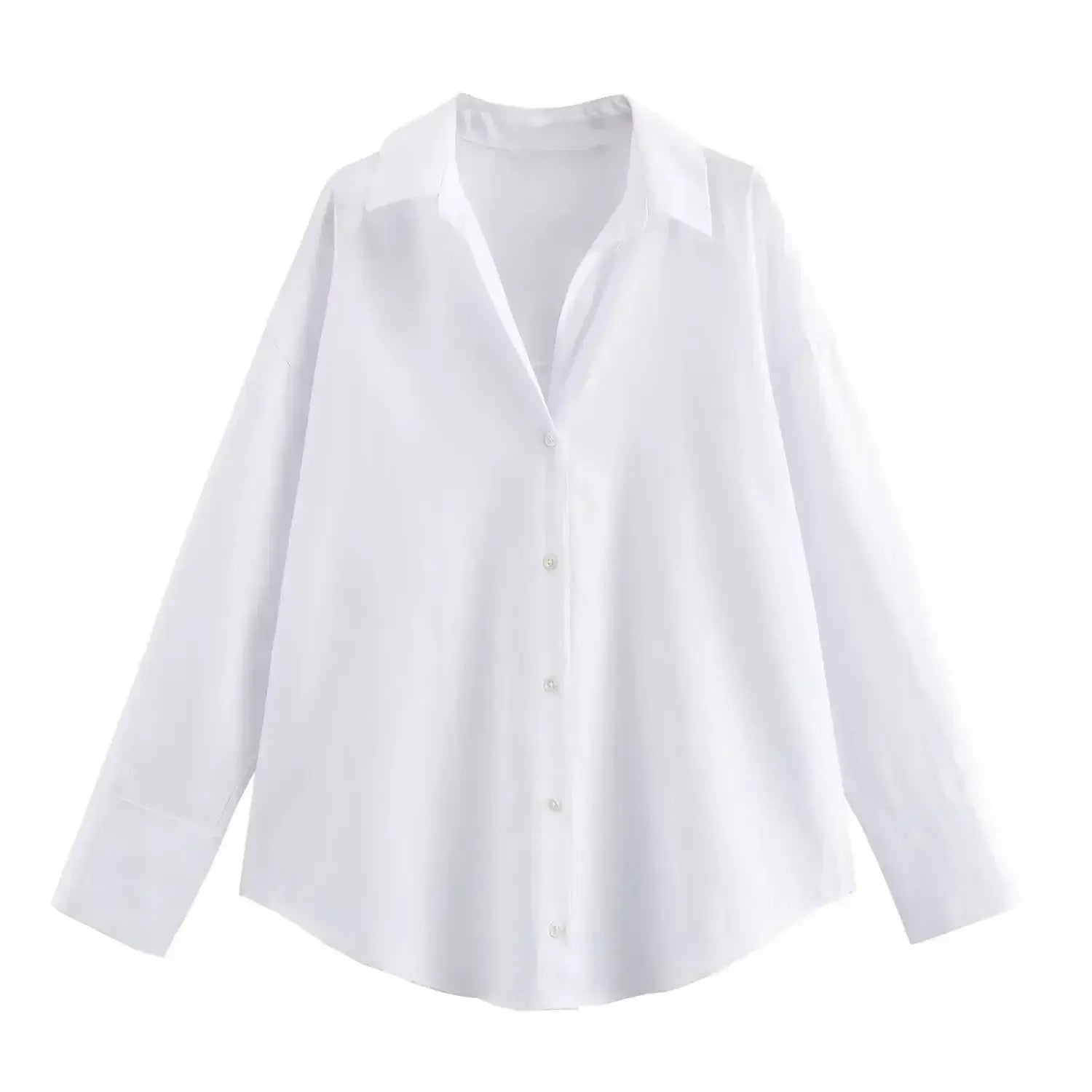 Women Fashion Spring Cotton Oxford Long Sleeve Single-Breasted Lapel Blouse Street Clothing Shirt Chic Ladies Tops Mujer