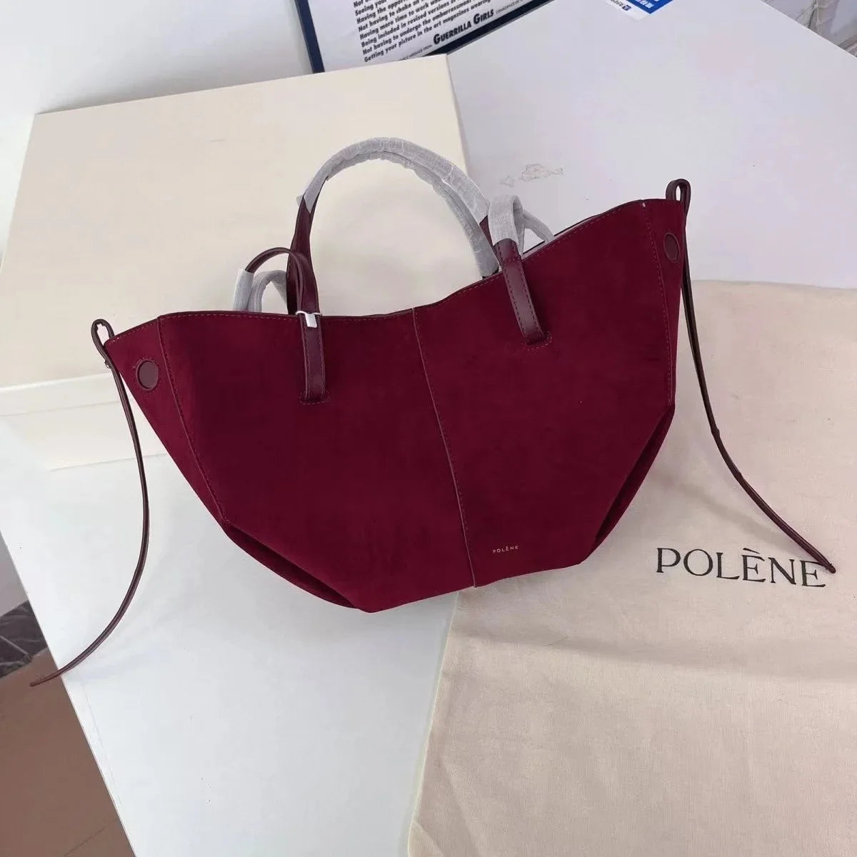 Polenchamois Leather Vintage Single Shoulder Underarm Fashionable Large Capacity Commuter Tote Bag Soft Hardness Crossbody Bag