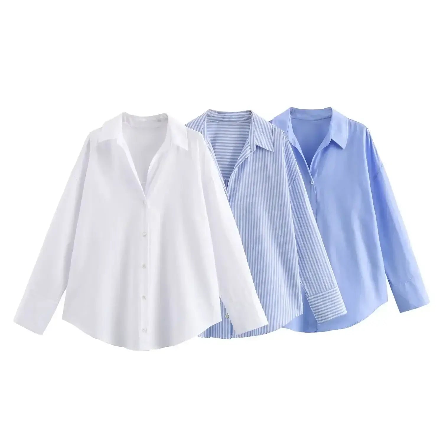 Women Fashion Spring Cotton Oxford Long Sleeve Single-Breasted Lapel Blouse Street Clothing Shirt Chic Ladies Tops Mujer